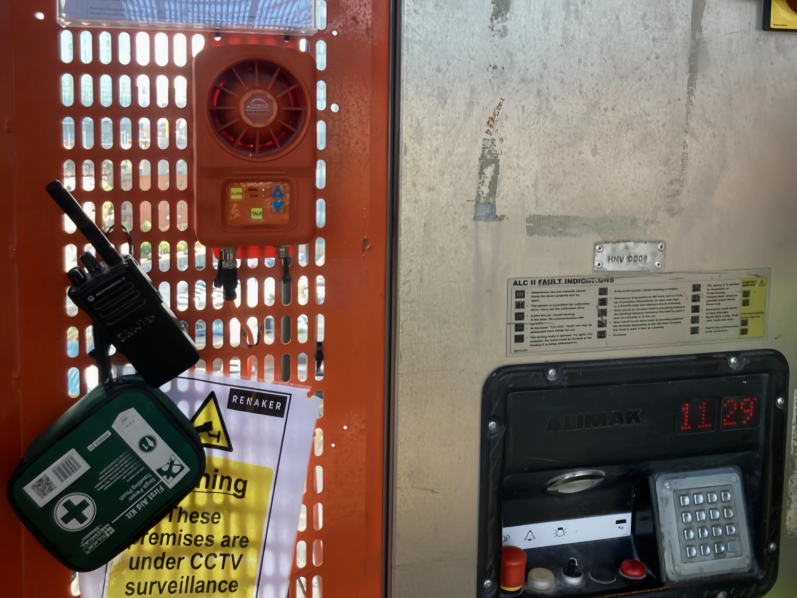 Intercom inside the Alimak hoist